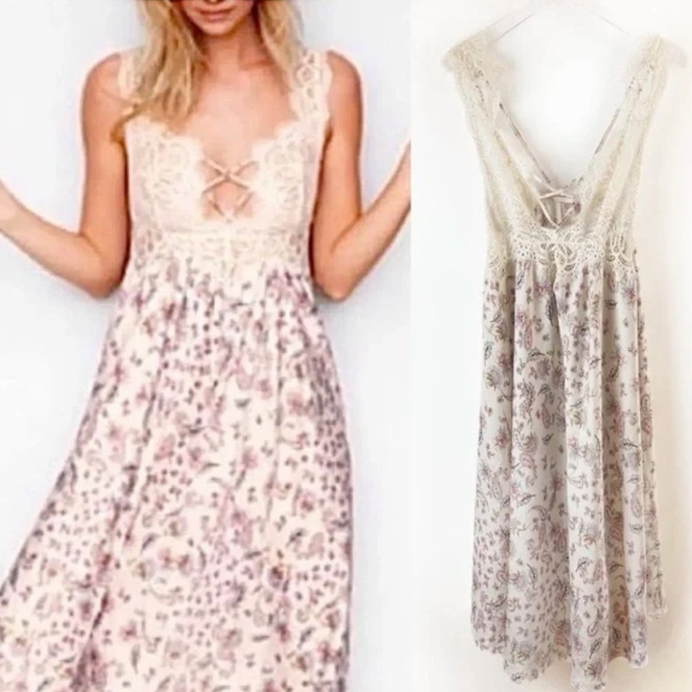 Victoria's Secret Cream and Pink Lace Dress